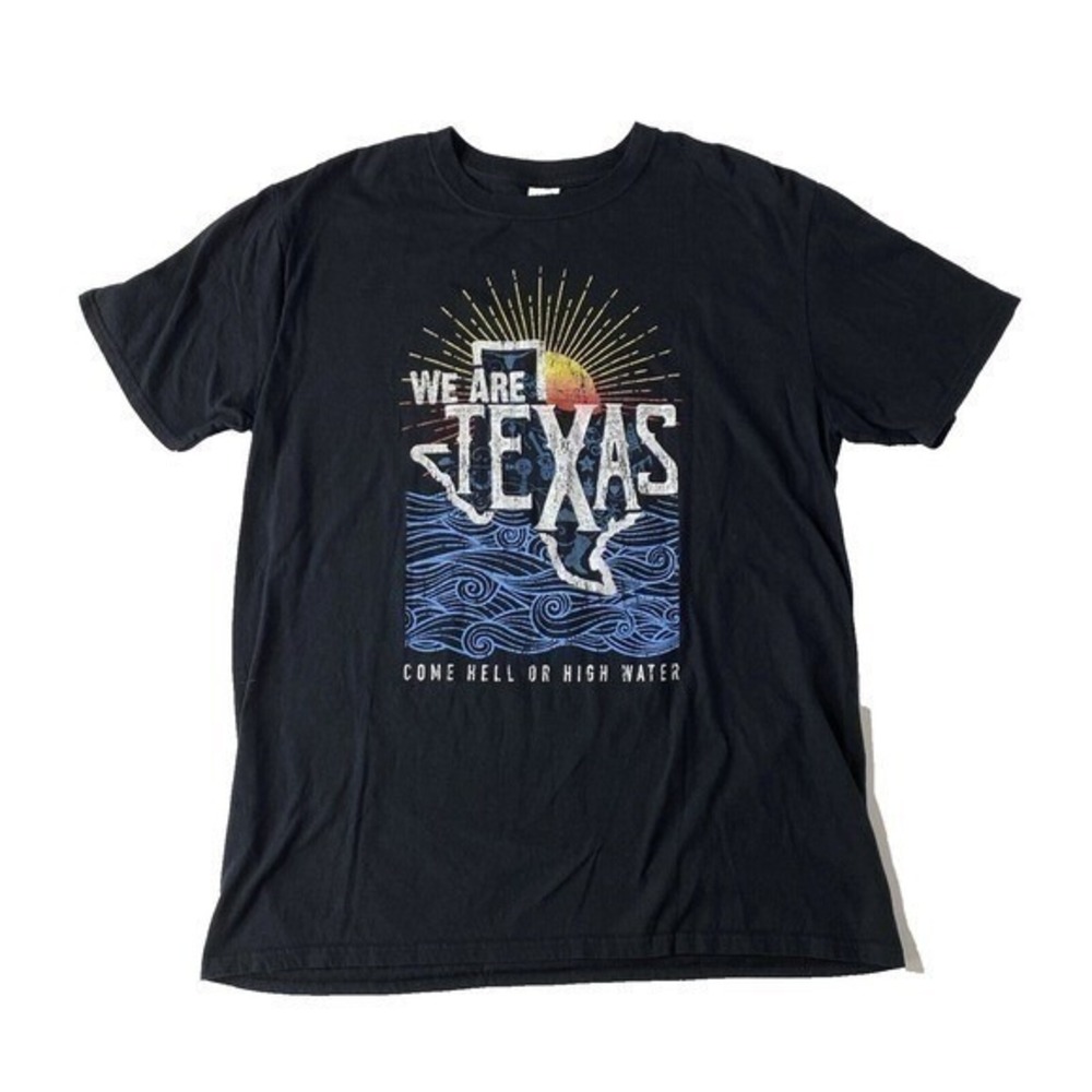 Gildan T-Shirt Mens Large Black We Are Texas Hurricane Harvey Relief Graphic Tee